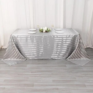 90x132 in Stripes Satin Rectangle TABLECLOTH Wedding Party Linen Event Tableware - Picture 1 of 65