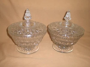 VTG ANCHOR HOCKING "WEXFORD" PATTERN COVERED CANDY DISH - 1970’s - SET OF 2 - Picture 1 of 11