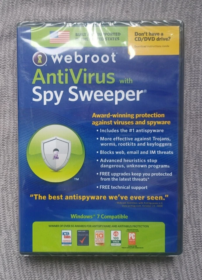 Webroot AntiVirus with Spy Sweeper PC Windows 7 Software Computer - Image 1 of 1