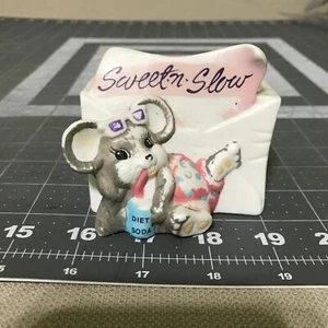 Giftco Inc Sweet n' Slow Sugar Packet Holder 1989 Porcelain Mouse Sip Diet Soda - Picture 1 of 8
