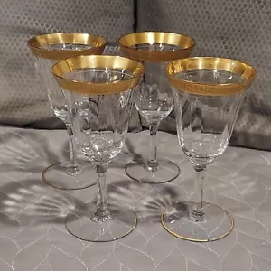 Tiffin-Franziskaner RAMBLER ROSE Wasserkelch Goldrand 6,75x3,25" 4er Set GETRAGEN - Bild 1 von 12
