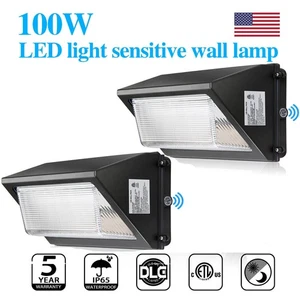100W LED Wall Pack Light with Dusk-to-Dawn Sensor Outdoor Garden Lights 2-Pack - Picture 1 of 11