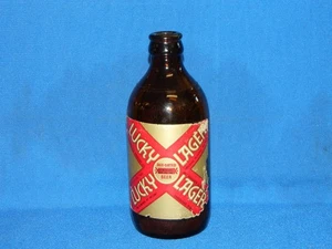 Lucky Lager Bier Braunglas 11 Unzen Bierflasche datiert 23.11.1944 Rarität - Bild 1 von 6