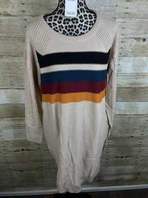 Vestido suéter feminino Lularoe Lauren listrado multicolorido gola redonda tamanho grande novo com etiquetas - Imagem 1 de 4