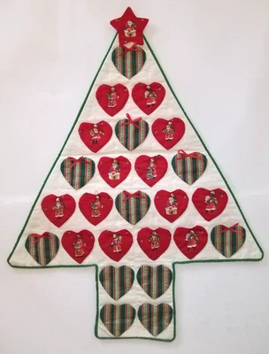 Adorable Advent Calendar Tree Shaped Quilted With Heart Shaped Pockets - Image 1 of 4