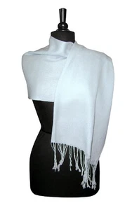 Biagio 100% Wool Pashmina Solid Scarf BABY BLUE Color Womens Shawl Wrap Scarves - Picture 1 of 4