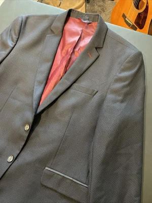 Ron Tomson RNT23 London Blazer 男式 46 码蓝色黑色聚乙烯混纺夹克 — 第 1/4 张图片