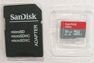SanDisk Ultra MicroSDHC 1 Memory Card 16GB with SanDisk Adapter Card - Picture 1 of 2