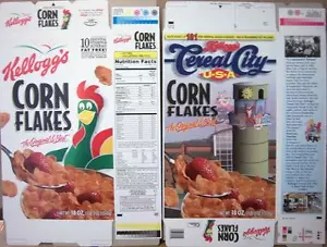 1998 Cereal City Kellogg's Corn Flakes Müslischachtel unbenutzt geformt flach oc125 - Bild 1 von 1
