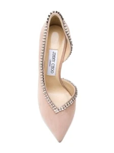 Talons cristal en daim rose JIMMY CHOO « Lillian » Ballet Royaume-Uni 4,5 EU 37,5 prix de vente 1150 £ - Photo 1/10
