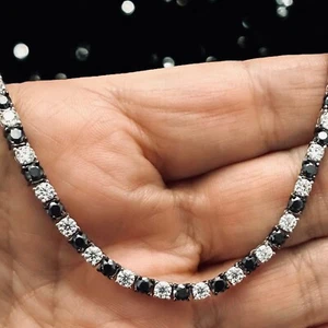 3mm VVS Moissanite Tennis Chain Black & White Moissanite Tennis Chain - Picture 1 of 10