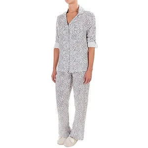 DYLAN Womens L Pajamas Set White/Black Hearts Printed Long Sleeve Top & Pants - Picture 1 of 6