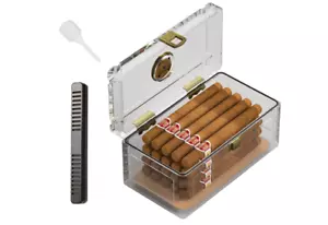 Acrylic Cigar Humidor with Humidifier and Hygrometer Desktop Cigar Case Box - Picture 1 of 7