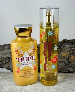 NEU 2-teiliges Bath & Body Works HOPE Winter Peach Marshmallow Mist Lotion Set - Bild 1 von 1