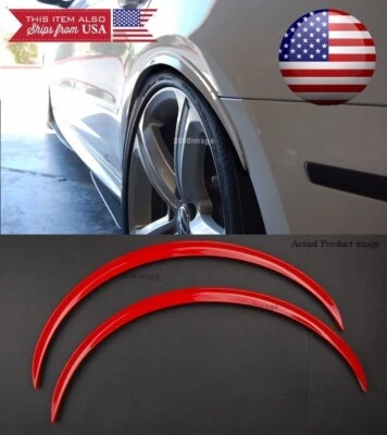 1 Pair Red Flexible 1" Arch Body Extension Wide Fender Flares Lip For BMW AUDI - Image 1 of 2