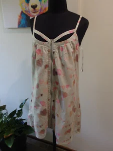 Ladakh Pale Grey Heart Print Zip Front Mini Spaghetty Strap Women's Dress Sz 10 - Picture 1 of 5