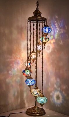 9 Shades Turkish Moroccan Mosaic Bohemian Boho Colorful Floor Lamp, CUSTOMIZABLE - Image 1 of 4