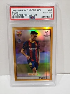 2020-21 Topps Merlin Chrome UEFA Pedri Gold Refractor Variation Rookie /50 PSA 8 - Picture 1 of 2