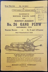 Lista de piezas de reparación originales Massey Harris para arado de pandillas no 26, NL 48 438 U - Imagen 1 de 9