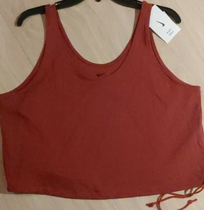 Nike Yoga Women's Medium Rugged Orange Training Tank Logo Burnt Orange Brown NWT - Picture 1 of 7