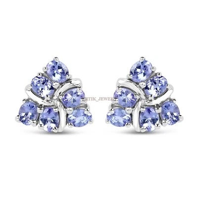 Natural Tanzanite Gemstone with 925 Sterling Silver Cufflink #2603 - Image 1 of 3