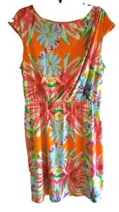 TIANA B. Knit Dress - 14 - Wide Neck, Ext. Shldr Cap Slvs, Elasticized Waist, - Picture 1 of 5