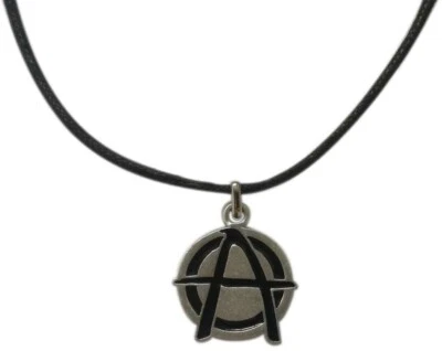 Ciondolo Collana Simbolo Anarchia Placcato Argento - A cerchiata - 2,3 cm - Immagine 1 di 4