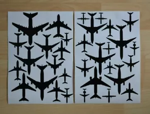 Modern Commercial Jet Aircraft Silhouette Vinyl Stickers A320 B737 B747 B787 - Picture 1 of 5
