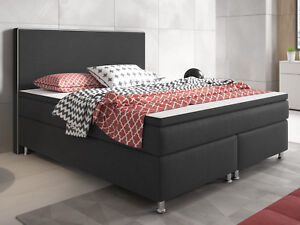 Boxspringbett King Size XL Hotelbett Designerbett 180x200 cm Webstoff Anthrazit