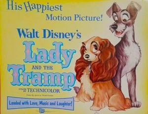 LADY AND TRAMP 1969 ORIGINAL REISSUE DISNEY LC SET OF 8-11X14" IN ENVELOPE, MINT - Picture 1 of 3