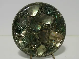 Vintage Abalone Shell Hand Made 61/2 Mid Century Lucite Footed Trivet California - Picture 1 of 2