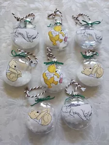 8 Shatter Proof 4.5” Pooh Bear Christmas Tree Ornaments, New - Picture 1 of 8