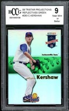 2008 Tristar Projections Green #263 Clayton Kershaw rookie (20/50) BGS BCCG 9 NM
