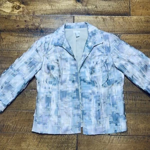 Chico's Open Front Lightweight Blazer Jacket Size 1 Medium Patchwork - Picture 1 of 7