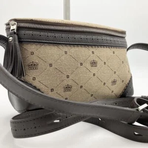 DELVAUX Shoulder Bag Campus Logo Brown Beige Women Preowned Authentic - Picture 1 of 10