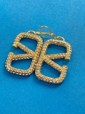 Pendientes colgantes Valentino oro cristal adornado logotipo en V Foto 1 de 4