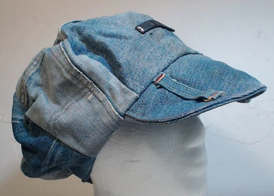 Vtg 60-70s Levi Denim Patchwork Newsboy Reggae Hat M Hippie Floppy Cap Handmade - Image 1 of 4