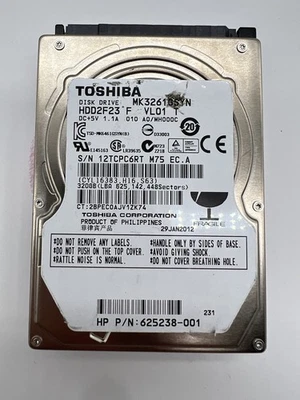 Toshiba MK3261GSYN 320GB SATA 2.5" HDD A0/MH000C 5400RPM Laptop Hard Drive - Image 1 of 4