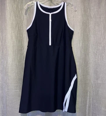 Vestido activo con pantalones cortos Sage para dama talla XL negro blanco ribete con bolsillo Foto 1 de 4