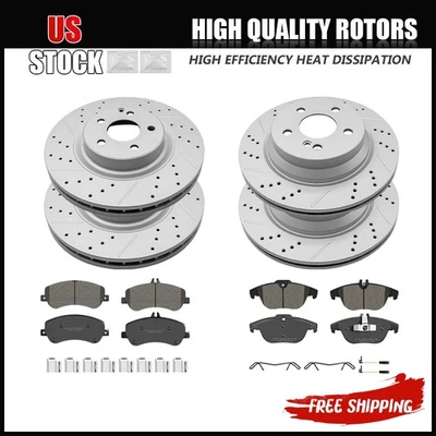 Rotores de freno delanteros traseros perforados y pastillas de cerámica para Mercedes-Benz GLK350 GLK250 Foto 1 de 4