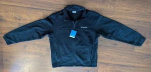 NWT Columbia Black Fleece Jacket Full Zip Mens L (23.5" pit-pit, 35/36" sleeves) - Picture 1 of 7