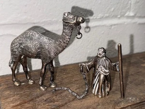 SELTENES ANTIKES ÄGYPTISCHES SILBERGUSS MODELL EINES KAMELS & BESITZER - 310,5g - GEPUNZT - Bild 1 von 16