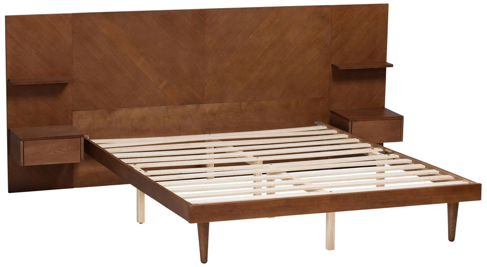 Cama de almacenamiento Graham Ash Walnut Queen plataforma con mesitas de noche Foto 1 de 1