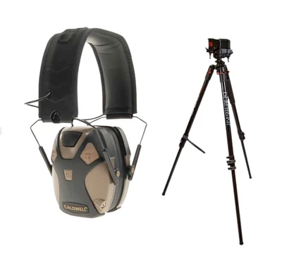 Bog-Pod DeathGrip 9 英寸 - 59 英寸铝制三脚架,黑色带 E-Max Pro 耳套,FDE... — 第 1/3 张图片