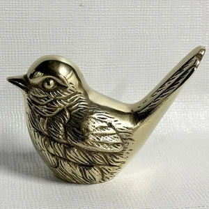 Vtg Brass Sparrow Bird Paperweight 7.6 Oz MCM Hollow - Picture 1 of 7