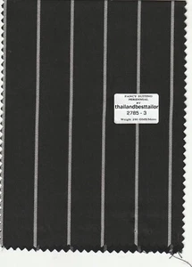 Stripe Suiting Fabric Black with White Chalk Best For Suit Pants 5 Yard Fabric - Picture 1 of 2