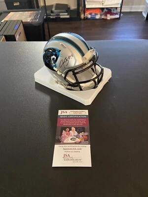 Minicasco plateado firmado por Jonathan Stewart Carolina Panthers certificado de autenticidad JSA fútbol americano Foto 1 de 4