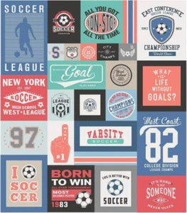 Varsity Soccer Panel by Deena Rutter of Riley Blake Designs- P7953 Coral - Picture 1 of 2