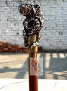 Bastón de madera vintage con mango de latón pulpo victoriano antiguo bastón regalo - Imagen 1 de 7
