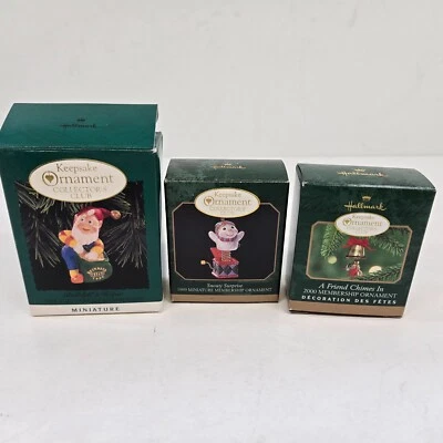 Hallmark Keepsake Ornaments Miniatura Elfo Muñeco de Nieve Ratón Campana 1996 1999 2000 Foto 1 de 4